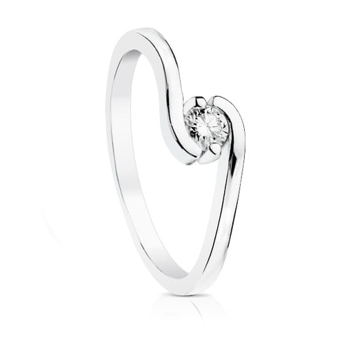 [P1716] 18K SOLITARIO DIAMANTE TALLA BRILLANTE ORO BLANCO 0.150 QTS. SI-H