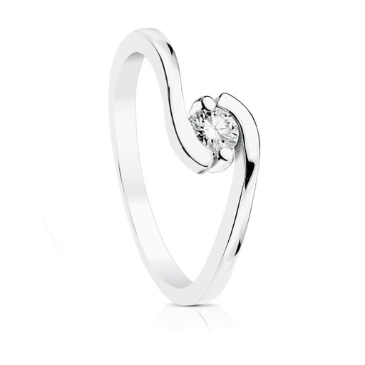 [P1717] 18K SOLITARIO DIAMANTE TALLA BRILLANTE ORO BLANCO 0.200 QTS. SI-H