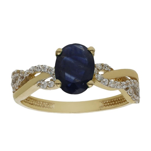 [S1228] SORTIJA ORO 18KL ZAFIRO FINO CIRCONITAS