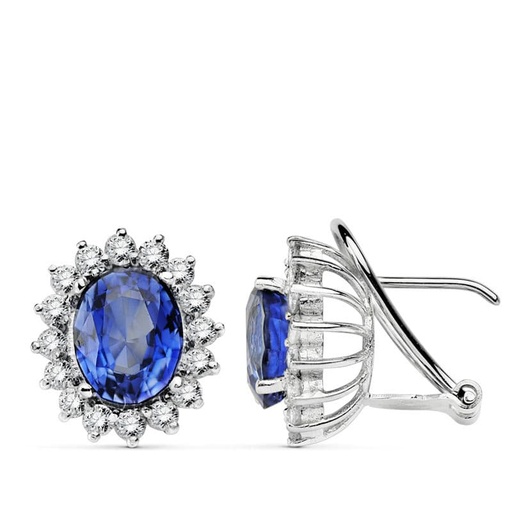 [P1726-1] 18K PENDIENTES ORO BLANCO ZAFIRO 4.94 QTS. SI-H 1.12 QTS.