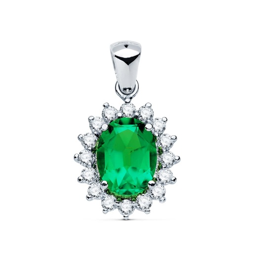 [P1726-5ES] 18K COLGANTE ORO BLANCO ESMERALDA 1.74 QTS. DIAMANTES SI-H 0.42 QTE