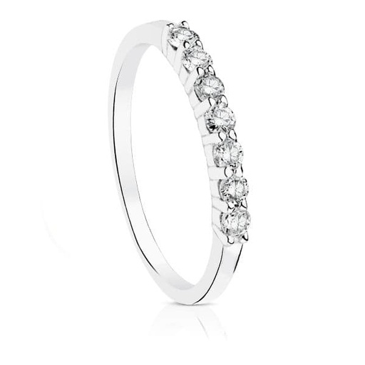 [P1727] 18K SORTIJA ORO BLANCO 7 DIAMANTES 0.40 QTS  PUREZA VS2 COLOR G