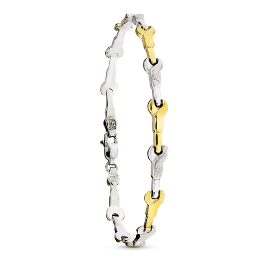 [P17503] 18K PULSERA ESTAMPADA ORO Y PLATA