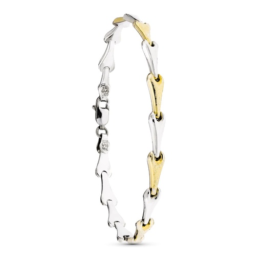 [P17504] 18K PULSERA ESTAMPADA ORO Y PLATA