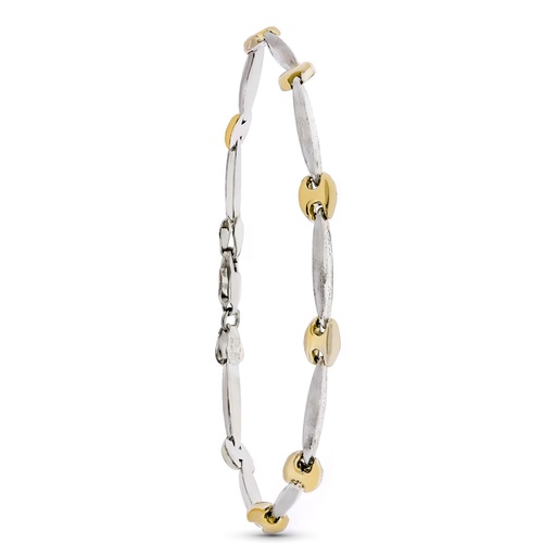 [P17507] 18K PULSERA ESTAMPADA ORO Y PLATA