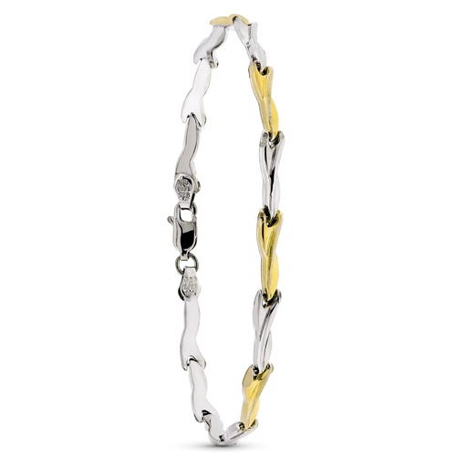 [P17511] 18K PULSERA ESTAMPADA ORO YPLATA