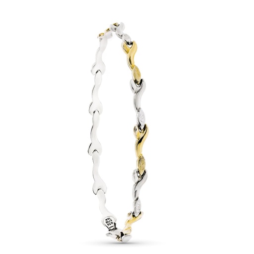 [P17516] 18K PULSERA ESTAMPADA ORO Y PLATA