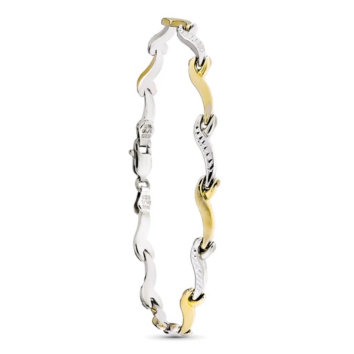 [P17517] 18K PULSERA ESTAMPADA ORO Y PLATA