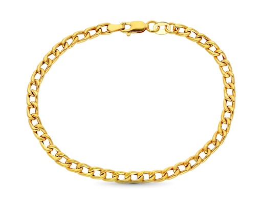 [P18000048] 18K PULSERA ORO AMARILLO HUECA ESLABON BARBADO 18.5 CM 3 MM