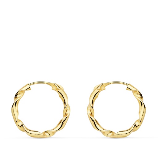[P18002] 18K AROS ORO AMARILLO HUECOS RETORCIDOS. 16X2 MM