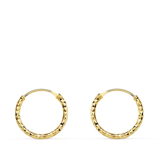 [P18004] 18K AROS ORO AMARILLO RETORCIDO TALLADO 13X1.30 MM