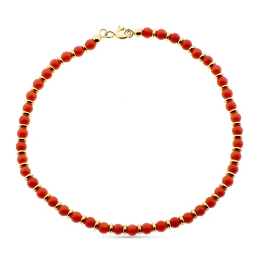 [P18006019] 18K PULSERA ORO AMARILLO CORAL FINO CERDEÑA Y ANILLAS ORO EN BRILLO 19 CM