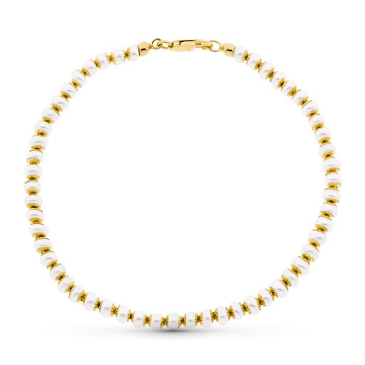 [P18006219] 18K PULSERA ORO AMARILLO PERLA 18.5 CM