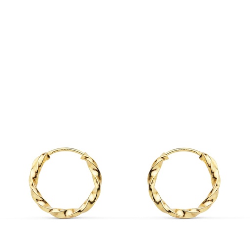 [P18011] 18K AROS ORO AMARILLO HUECOS GALLONEADOS. 12X1.50 MM