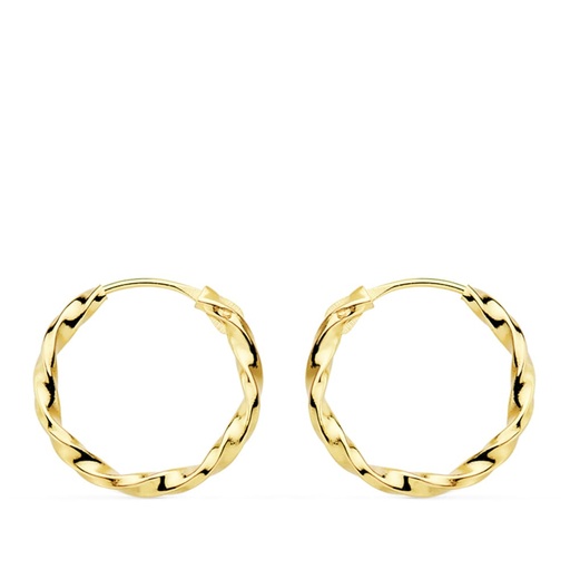 [P18012] 18K AROS ORO AMARILLO HUECOS GALLONEADOS. 14X1.5 MM