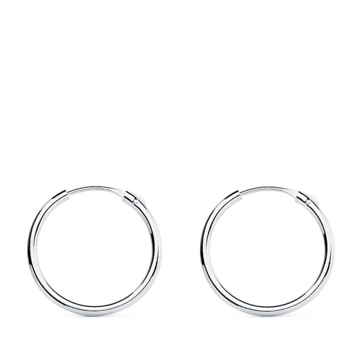[P18019-OB] 18K AROS ORO BLANCOS HUECOS REDONDOS 15X1.20 MM