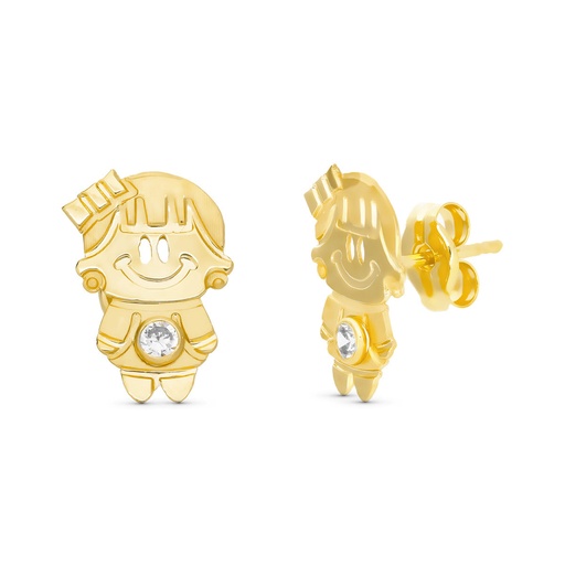 [P18022] 18K PENDIENTES ORO AMARILLO NENA 11X7 MM CON CIRCONITA CIERRE PRESION