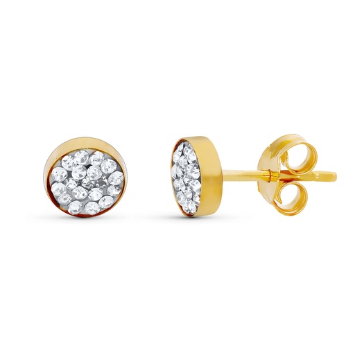 [P18025] 18K PENDIENTES ORO AMARILLO PIEDRAS REDONDO 4.00 MM PRESION