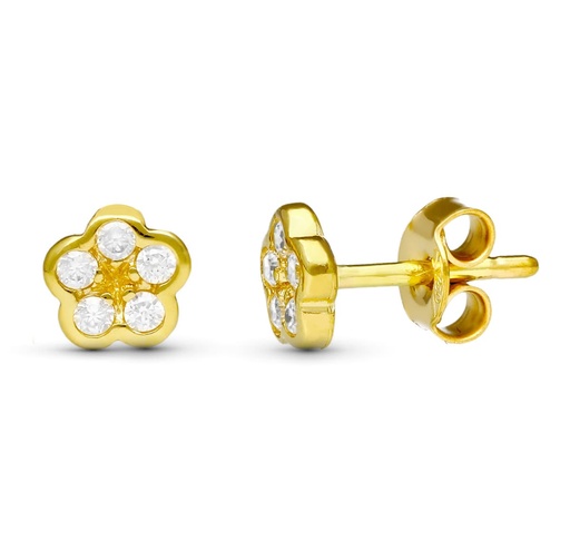 [P18027] 18K PENDIENTES ORO AMARILLO FLOR 6X6 MM