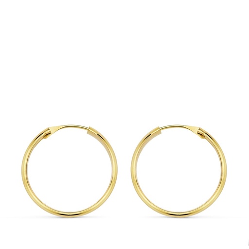 [P18037] 18K AROS ORO AMARILLO MEDIA CAÑA LIGEROS 18X3 MM