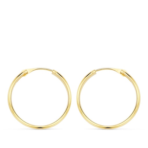 [P18038] 18K AROS ORO AMARILLO MEDIA CAÑA LIGEROS 20X3 MM