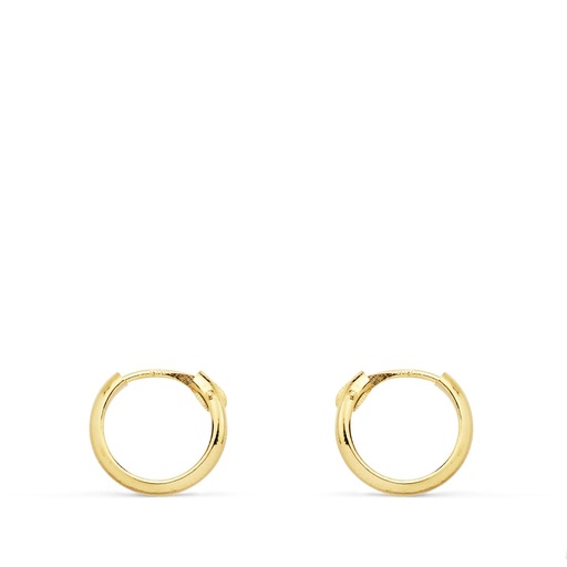 [P18056] 18K AROS HUECOS ORO AMARILLO MEDIA CAÑA LIGEROS. 10X2 MM