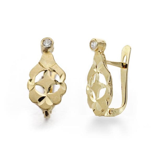 [P18060] 18K PENDIENTES CUBANAS NIÑA CIRCONITA 13X7 MM