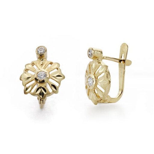 [P18061] 18K PENDIENTES CUBANAS NIÑA CIRCONITAS 11X9 MM