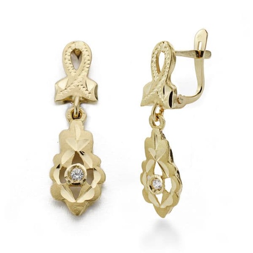 [P18063] 18K PENDIENTES CUBANAS NIÑA CIRCONITAS 23X6 MM