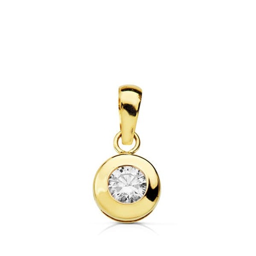 [P18075-5] 18K COLGANTE CHATON ORO AMARILLO 6.5 MM