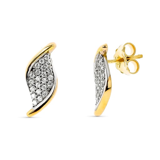 [P18092] 18K PENDIENTES ORO BICOLOR CIRCONITAS PRESION
