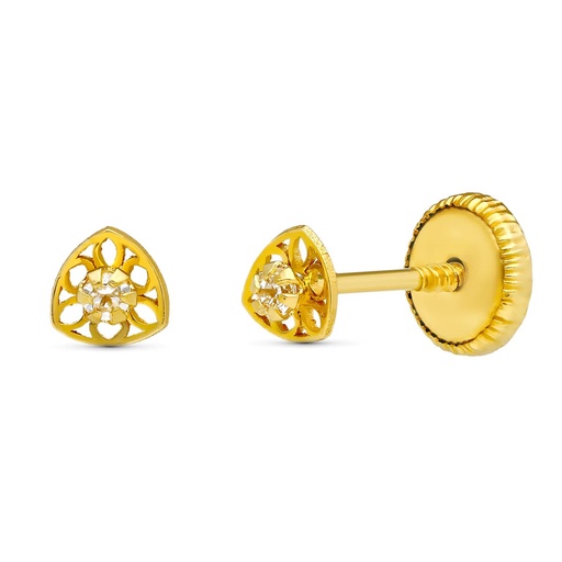 [P18099] 18K PENDIENTES ORO AMARILLO TRIANGULO CALADO 3X3 MM