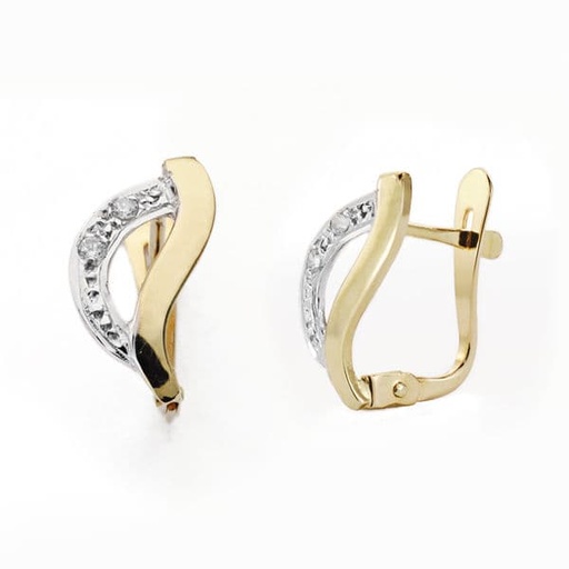 [P18123] 18K PENDIENTES ORO BICOLOR CIRCONITAS 13X10 MM