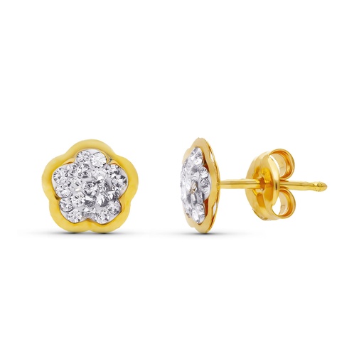 [P18189] 18K PENDIENTES ORO AMARILLO FLOR 6X6 MMPRESION