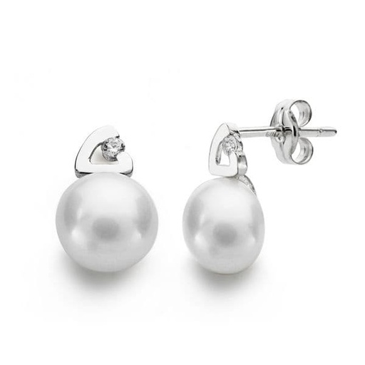 [P18203] 18K PENDIENTES PERLA 12X7 MM
