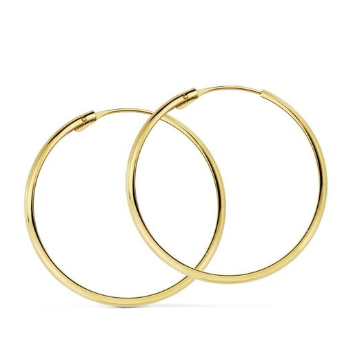 [P18206] 18K AROS ORO AMARILLO MEDIA CAÑA LISOS LIGEROS 30X3 MM