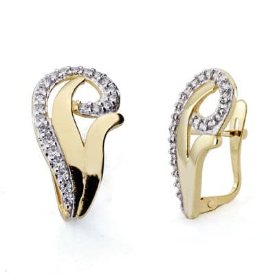 [P18376] 18K PENDIENTES ORO BICOLOR CIRCONITAS CATALAN 19X11 MM