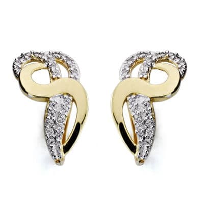 [P18377] 18K PENDIENTES ORO BICOLOR CIRCONITAS 19X12 MM