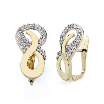 [P18378] 18K PENDIENTES ORO BICOLOR CIRCONITAS 17X9 MM