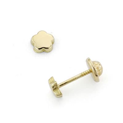 [P18391] 18K PENDIENTES ORO AMARILLO ROSCA FLOR 4.5 MM