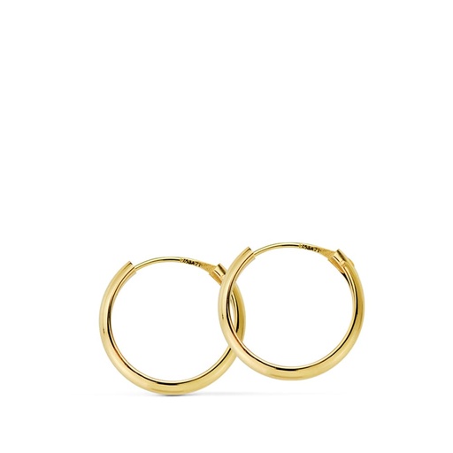 [P18396] 18K AROS ORO AMARILLO MEDIA CAÑA LISOS LIGEROS 14X2 MM