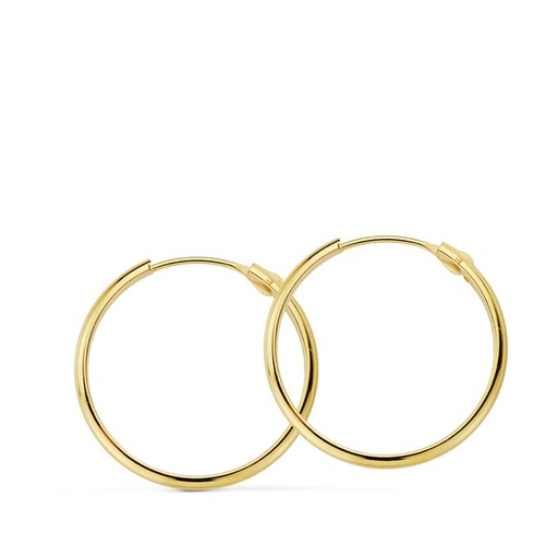 [P18398] 18K AROS ORO AMARILLO MEDIA CAÑA LISOS LIGEROS 20X2 MM