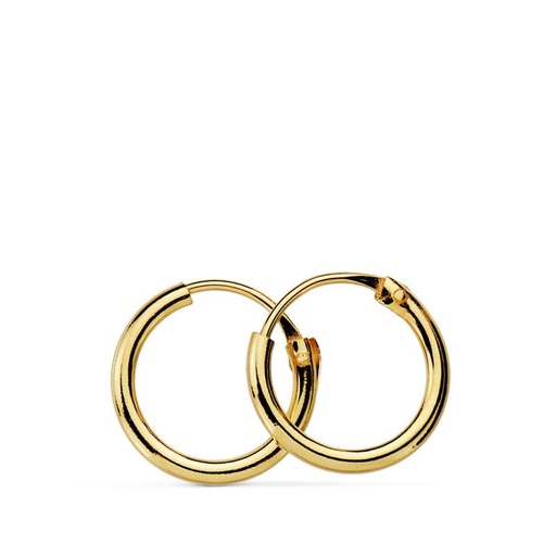 [P18401] 18K AROS ORO AMARILLO REDONDOS LISOS LIGEROS 10X1.20 MM