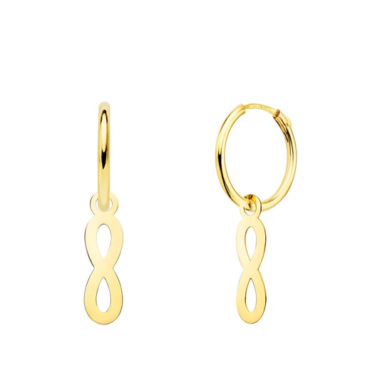 [P18403-IN] 18K AROS ORO AMARILLO TUBO CON COLGANTE INFINITO 12X4 MM ARO 12X1.5 MM