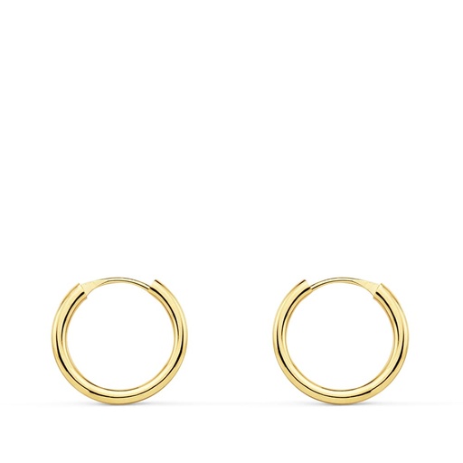 [P18405] 18K AROS ORO AMARILLO REDONDOS LISOS LIGEROS 12X1.50 MM