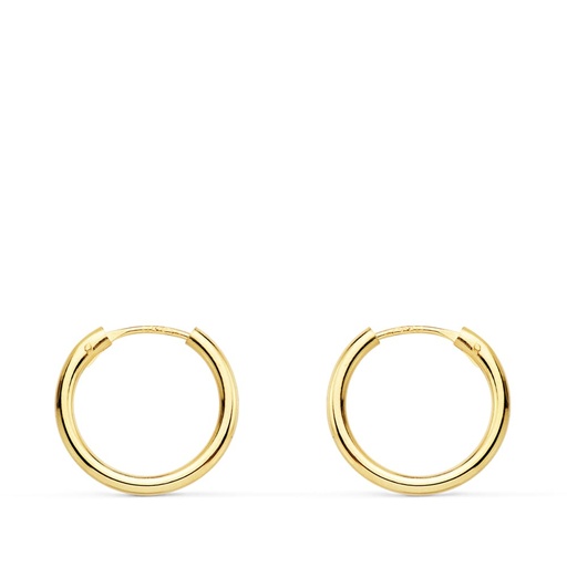 [P18406] 18K AROS ORO AMARILLO REDONDOS LISOS LIGEROS 14X1.50 MM
