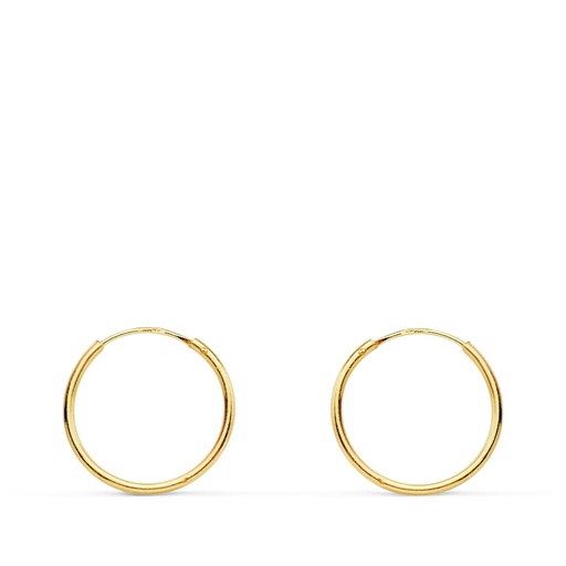 [P18408] 18K AROS ORO AMARILLO REDONDOS LISOS LIGEROS 12X0.8 MM
