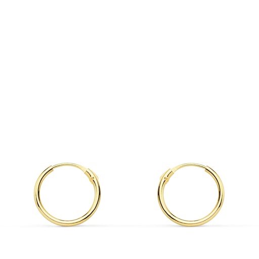 [P18409] 18K AROS ORO AMARILLO REDONDOS LISOS LIGEROS. 10X1 MM