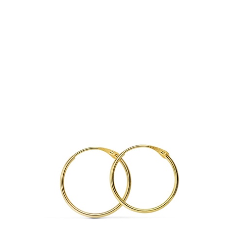 [P18411] 18K AROS ORO AMARILLO REDONDOS LISOS LIGEROS 14X1 MM