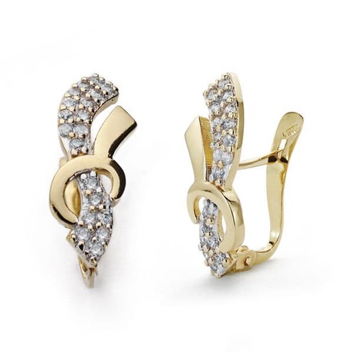 [P18414] 18K PENDIENTES ORO BICOLOR CIRCONITAS 18X7 MM